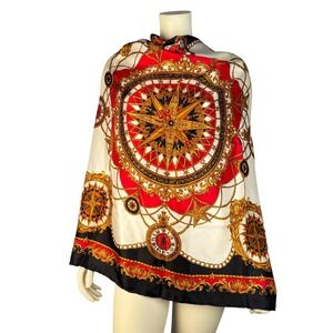 VTG Casca 100 Silk Scarf Compass Clocks Nautical‎ Stars Regal Yacht Large 34x34